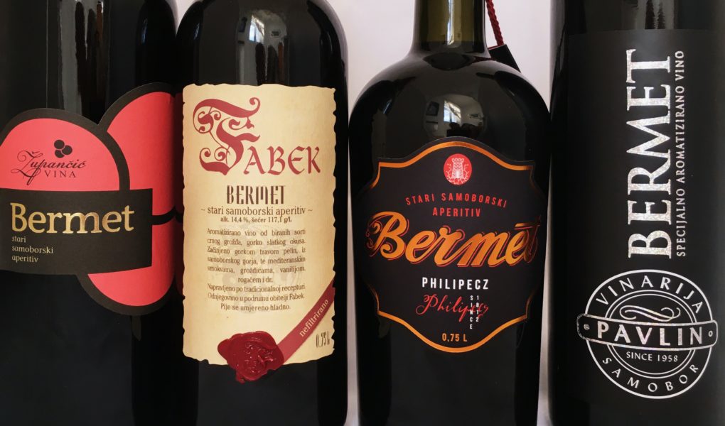 The four available brands of Samobor bermet spiced wine